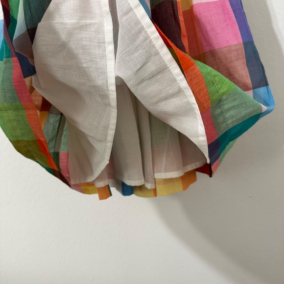 Mini Boden Girls Gingham Cross Back Plaid Neon Sz 5-6 Yr NWT - Picture 3 of 6